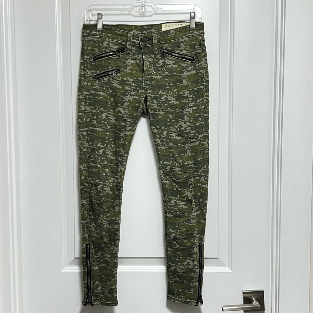 Rag & Bone Intermix Skinny Jeans Womens 26 Green Camo Camouflage Made in USA.